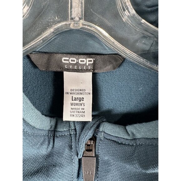 REI Co-op Women Soft Shell Cycling Jacket Large Long Sleeve Teal Blue Reflective - Picture 3 of 10